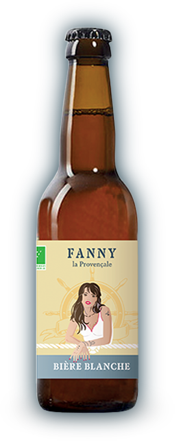 Bière blanche bio artisanale de Provence - FANNY La Provençale Bouteille de bière blanche bio FANNY La Provençale – Brasserie artisanale du Sud